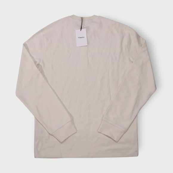 Theory Sweater Mens Size SM Thermal Ivory Henley Crewneck Pullover Pima Cotton - Picture 10 of 10